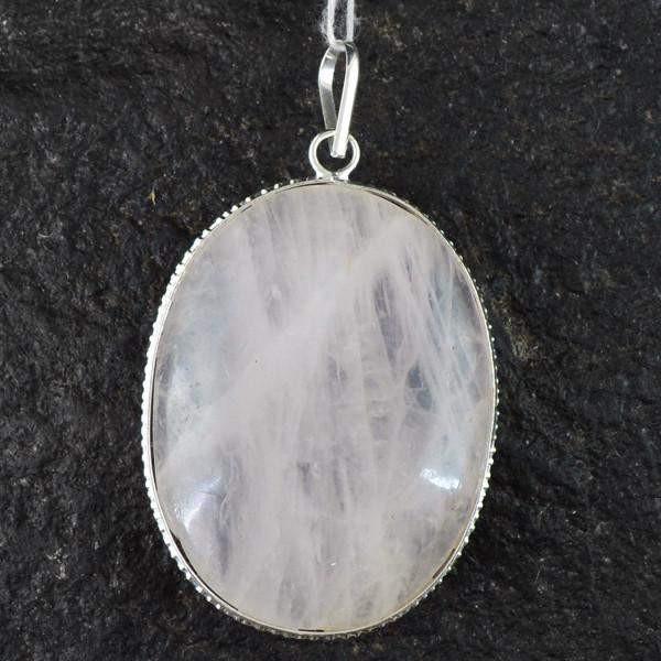 gemsmore:Natural Untreated Pink Rose Quartz Oval Shape Genuine Pendant