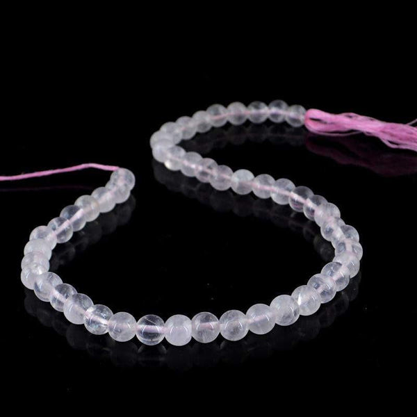 gemsmore:Natural Untreated Pink Rose Quartz Strand Round Shape Drilled Beads