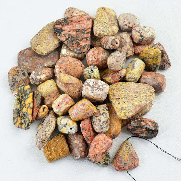 gemsmore:Natural Untreated Poppy Jasper Beads Lot - Drilled