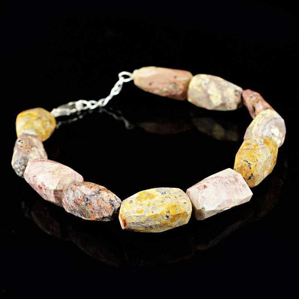 gemsmore:Natural Untreated Poppy Jasper Bracelet Faceted Beads