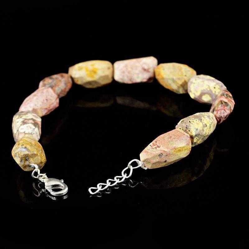 gemsmore:Natural Untreated Poppy Jasper Bracelet Faceted Beads