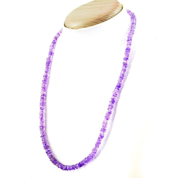 gemsmore:Natural Untreated Purple Amethyst Beads Necklace