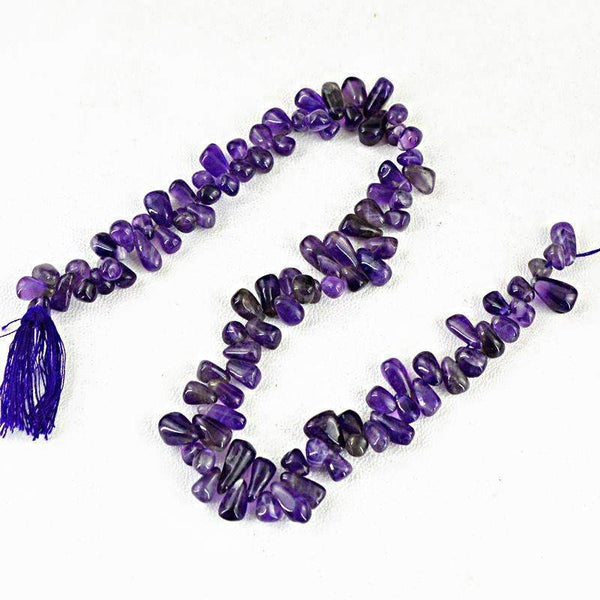 gemsmore:Natural Untreated Purple Amethyst Drilled Beads Strand