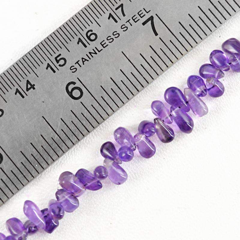 gemsmore:Natural Untreated Purple Amethyst Drilled Beads Strand