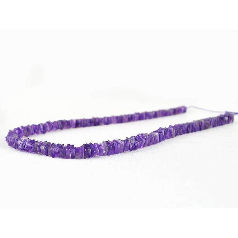 gemsmore:Natural Untreated Purple Amethyst Drilled Beads Strand