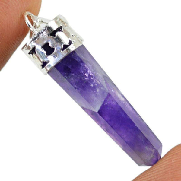 gemsmore:Natural Untreated Purple Amethyst Healing Pendant