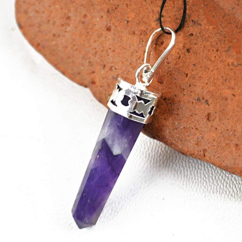 gemsmore:Natural Untreated Purple Amethyst Healing Pendant