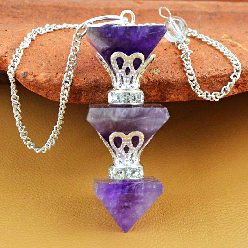 gemsmore:Natural Untreated Purple Amethyst Healing Point pendulum