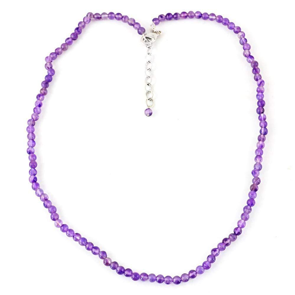 gemsmore:Natural Untreated Purple Amethyst Necklace Round Shape beads