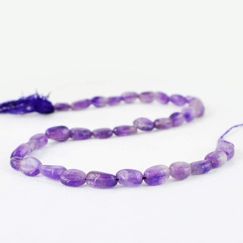 gemsmore:Natural Untreated Purple Amethyst Oval Shape Beads Strand