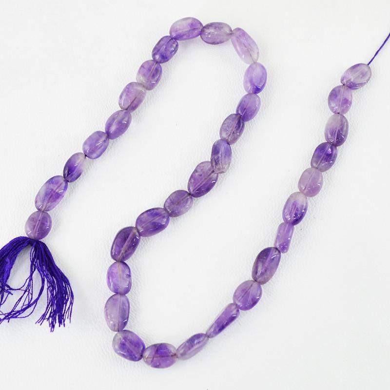 gemsmore:Natural Untreated Purple Amethyst Oval Shape Beads Strand