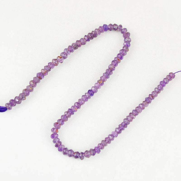 gemsmore:Natural Untreated Purple Amethyst Round Cut Beads Strand