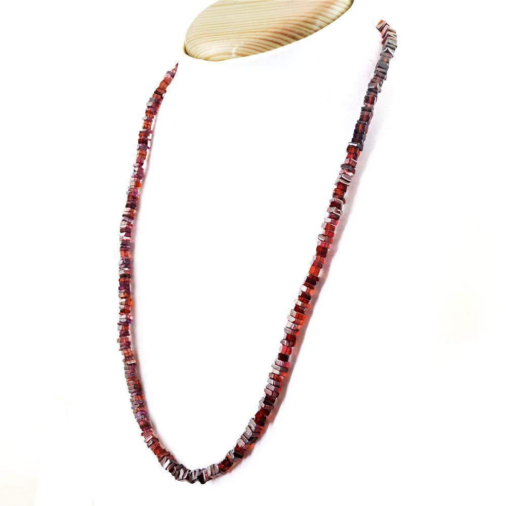 gemsmore:Natural Untreated Red Garnet Beads Necklace