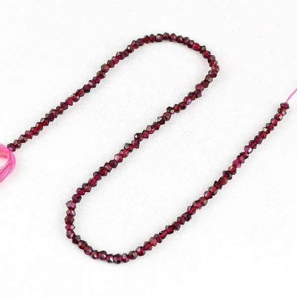 gemsmore:Natural Untreated Red Garnet Drilled Round Cut Beads Strand