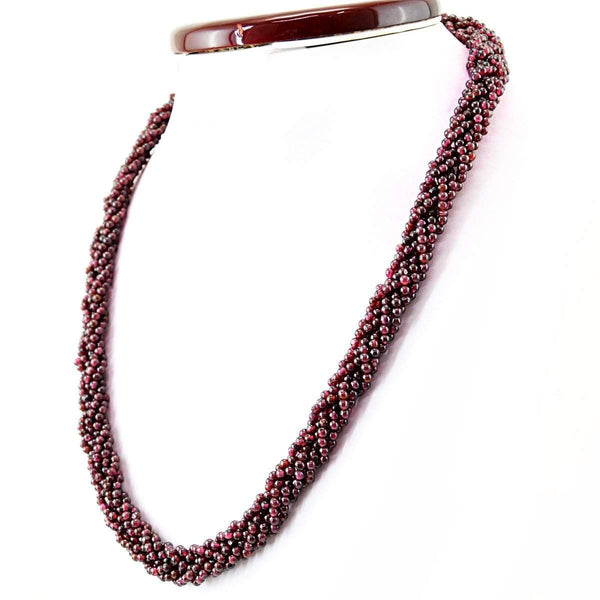 gemsmore:Natural Untreated Red Garnet Necklace 20 Inches Long Round Beads