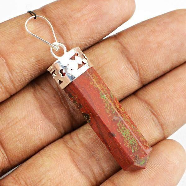 gemsmore:Natural Untreated Red Mookaite Reiki Healing Point Pendant