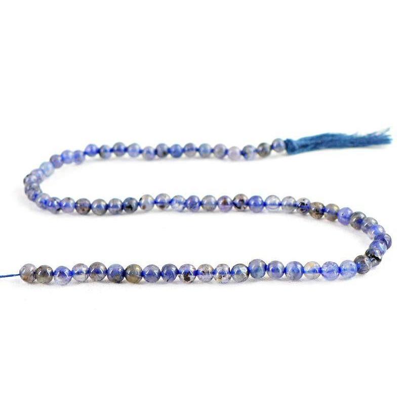 gemsmore:Natural Untreated Round Blue Tanzanite Beads Strand