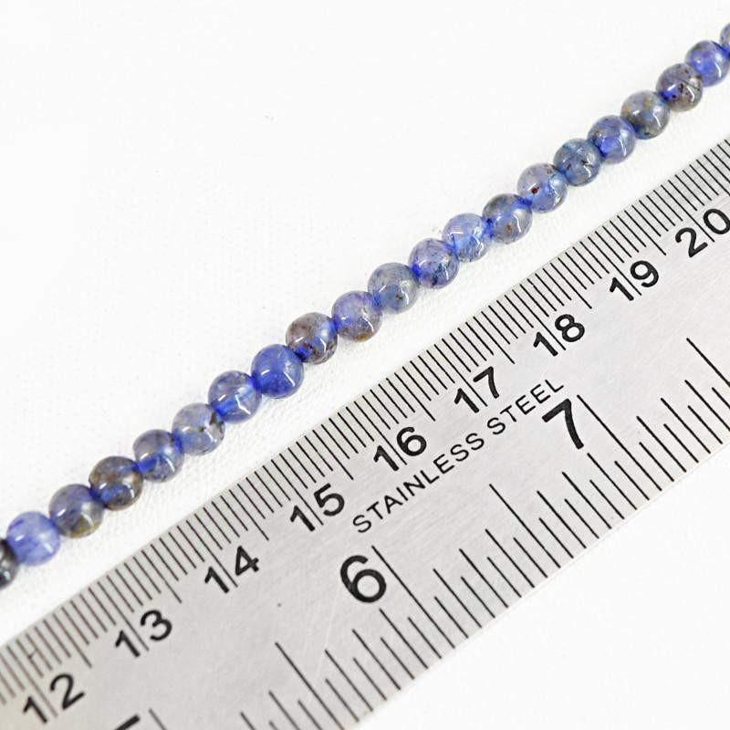 gemsmore:Natural Untreated Round Blue Tanzanite Beads Strand