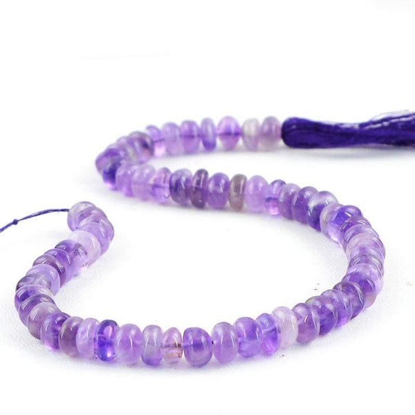 gemsmore:Natural Untreated Round Shape Purple Amethyst Beads Strand