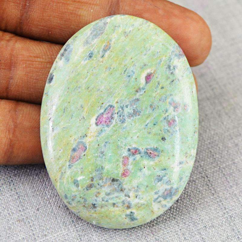 gemsmore:Natural Untreated Ruby Ziosite Gemstone Oval Shape