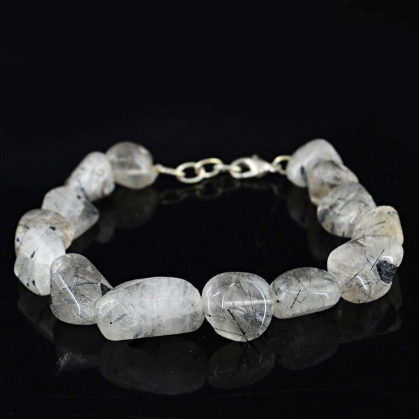gemsmore:Natural Untreated Rutile Quartz Beads Bracelet