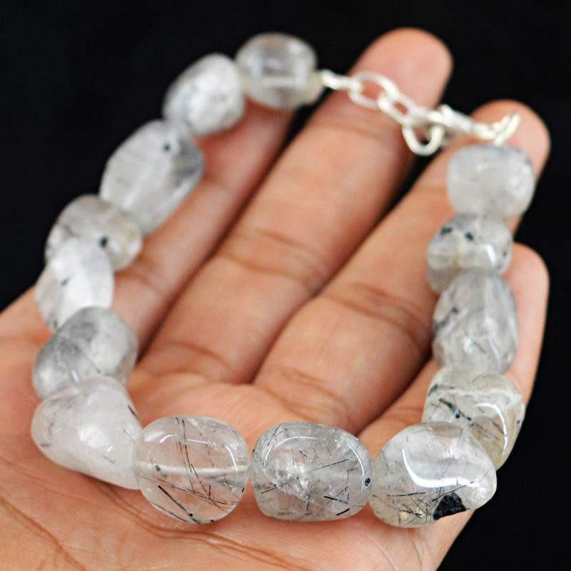 gemsmore:Natural Untreated Rutile Quartz Beads Bracelet
