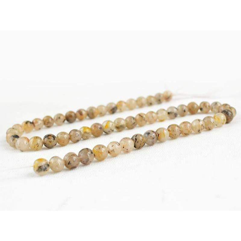 gemsmore:Natural Untreated Rutile Quartz Beads Strand Round Shape Drilled