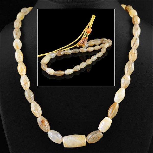 gemsmore:Natural Untreated Rutile Quartz Necklace Single Strand Beads