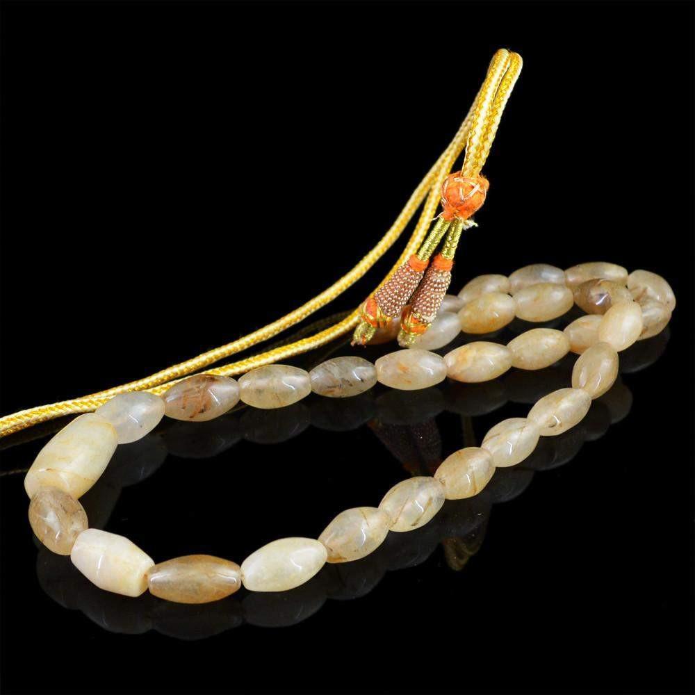 gemsmore:Natural Untreated Rutile Quartz Necklace Single Strand Beads