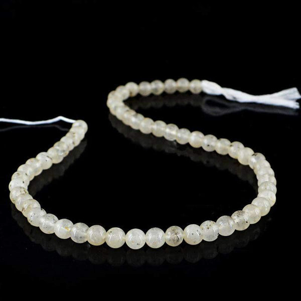 gemsmore:Natural Untreated Rutile Quartz Strand Round Shape Beads