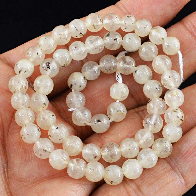 gemsmore:Natural Untreated Rutile Quartz Strand Round Shape Beads