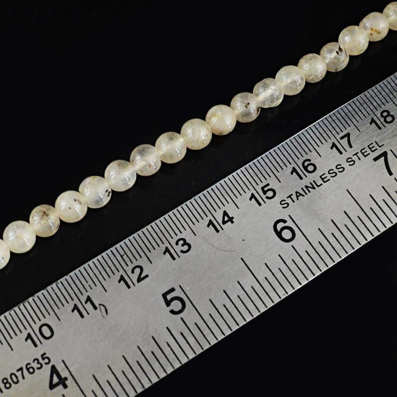 gemsmore:Natural Untreated Rutile Quartz Strand Round Shape Beads