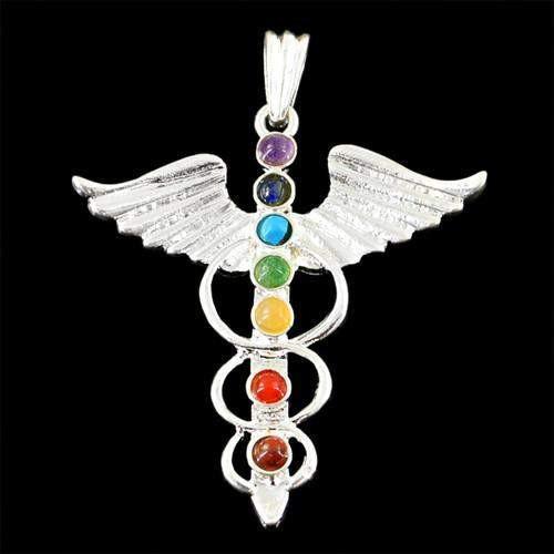 gemsmore:Natural Untreated Seven Chakra Healing Pendant