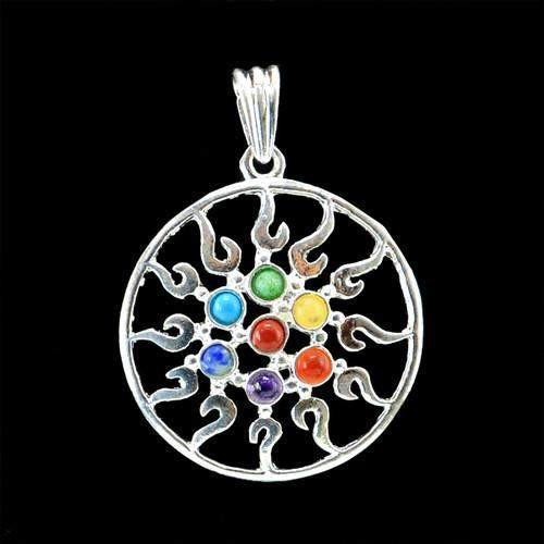 gemsmore:Natural Untreated Seven Chakra Healing Pendant