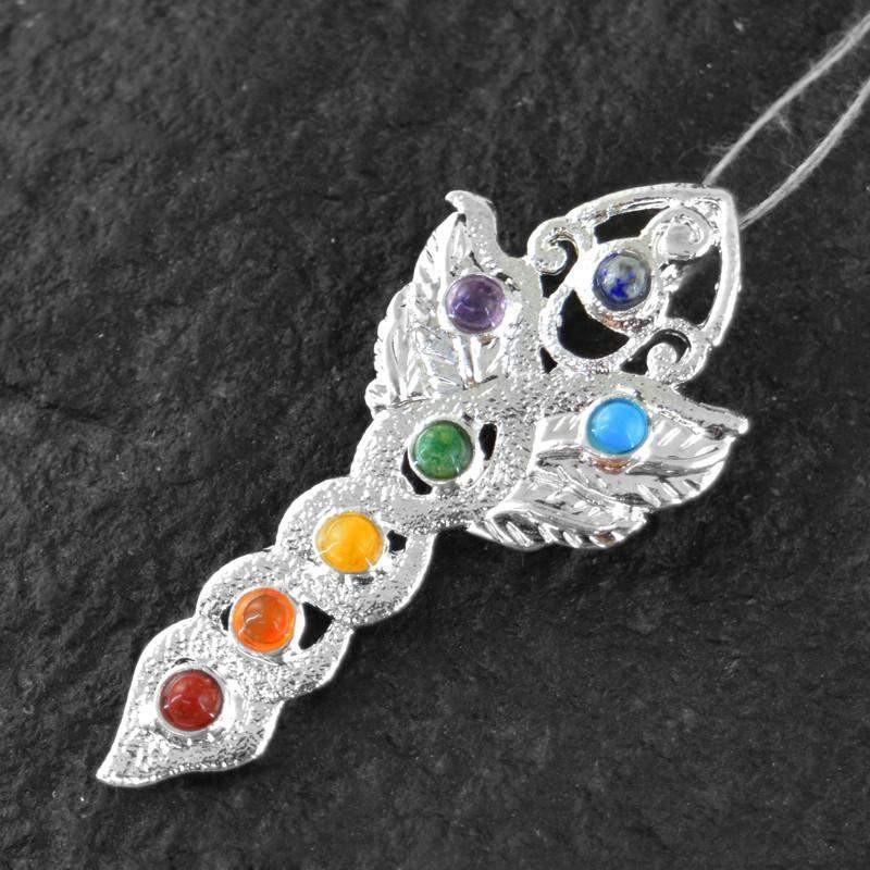 gemsmore:Natural Untreated Seven Chakra Healing Pendant