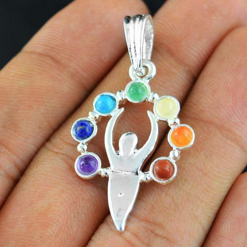 gemsmore:Natural Untreated Seven Chakra Healing Pendant