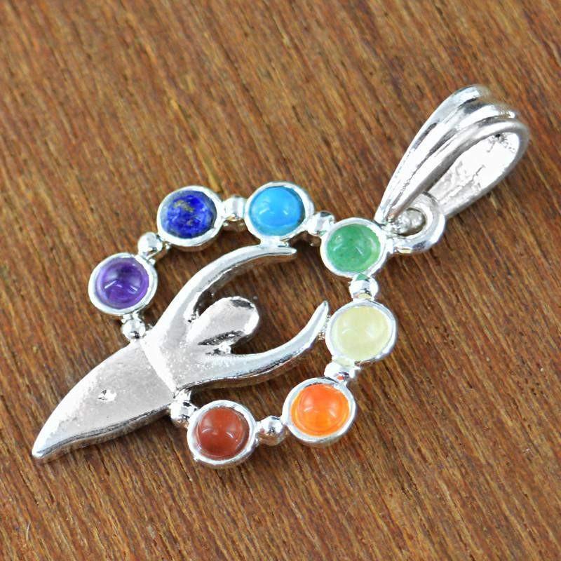 gemsmore:Natural Untreated Seven Chakra Healing Pendant