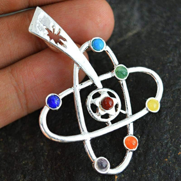 gemsmore:Natural Untreated Seven Chakra Healing Pendant