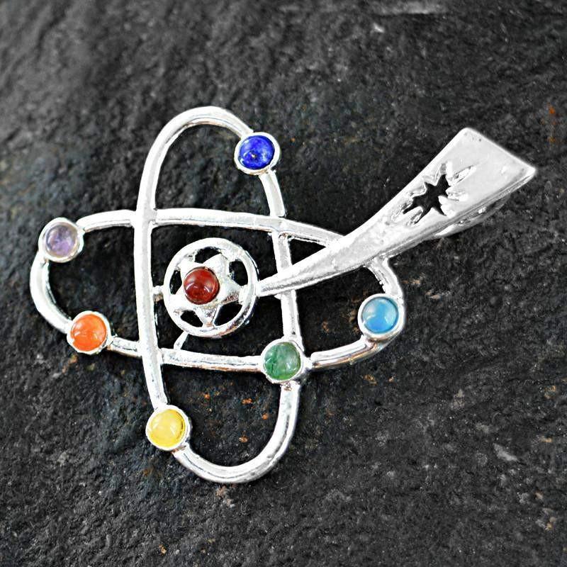 gemsmore:Natural Untreated Seven Chakra Healing Pendant