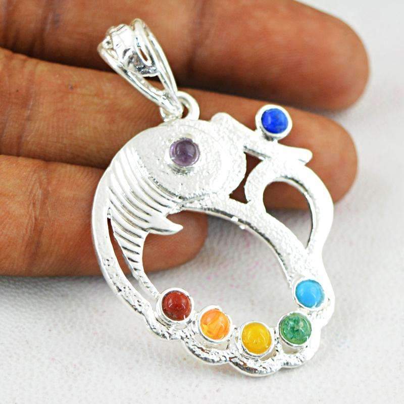 gemsmore:Natural Untreated Seven Chakra Healing Pendant