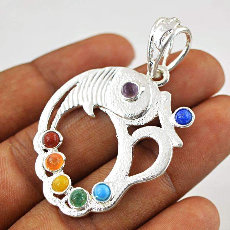 gemsmore:Natural Untreated Seven Chakra Healing Pendant