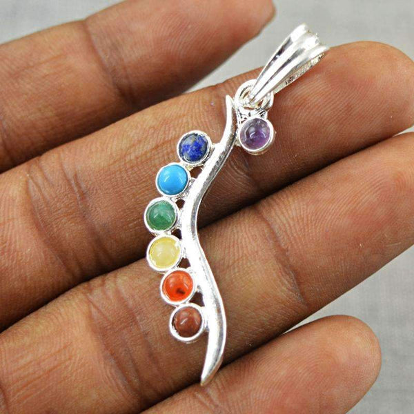 gemsmore:Natural Untreated Seven Chakra Healing Pendant