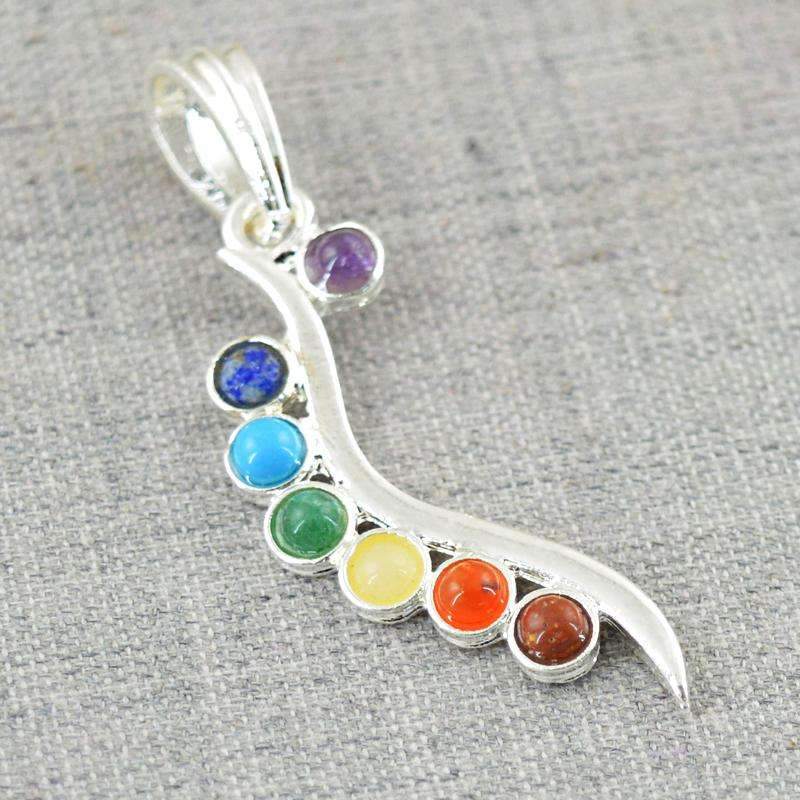 gemsmore:Natural Untreated Seven Chakra Healing Pendant