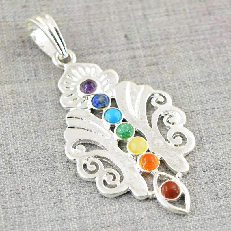 gemsmore:Natural Untreated Seven Chakra Healing Pendant