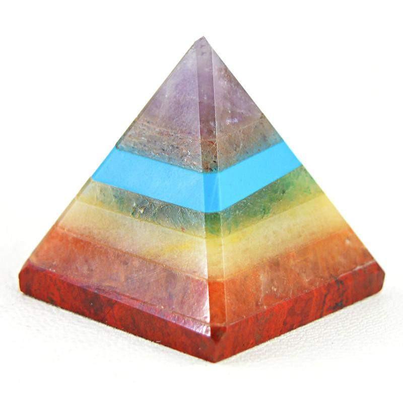 gemsmore:Natural Untreated Seven Chakra Healing Pyramid Gemstone