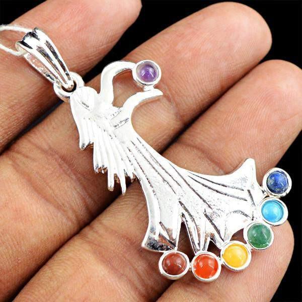 gemsmore:Natural Untreated Seven Chakra Pure Healing Pendant