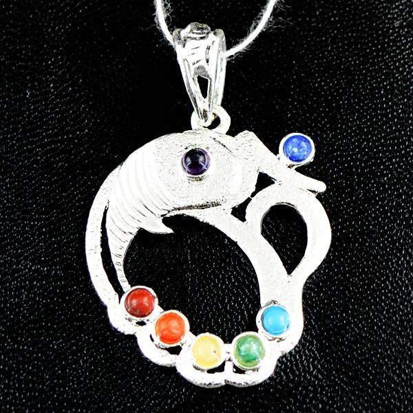 gemsmore:Natural Untreated Seven Chakra Reiki Healing Pendant