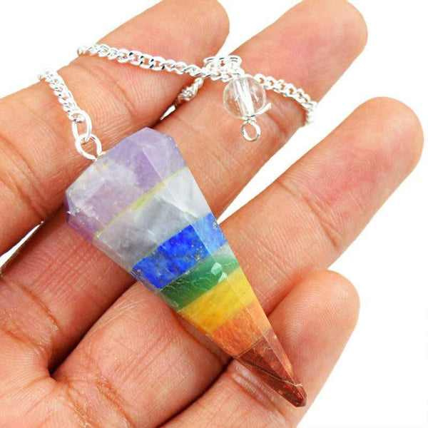 gemsmore:Natural Untreated Seven Chakra Reiki Healing Pendulum