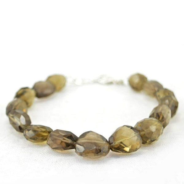gemsmore:Natural Untreated Smoky Quartz Bracelet Faceted Beads