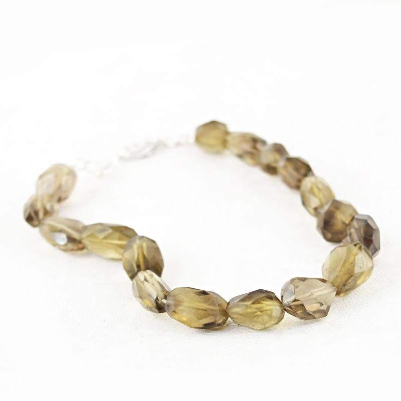 gemsmore:Natural Untreated Smoky Quartz Bracelet Faceted Beads